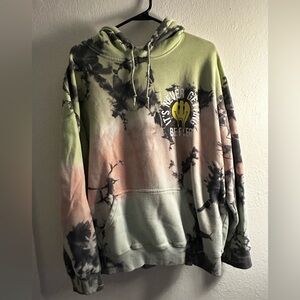 Assholes Live Forever Tie-Dye Green & Pink Hooded Pullover Sweatshirt